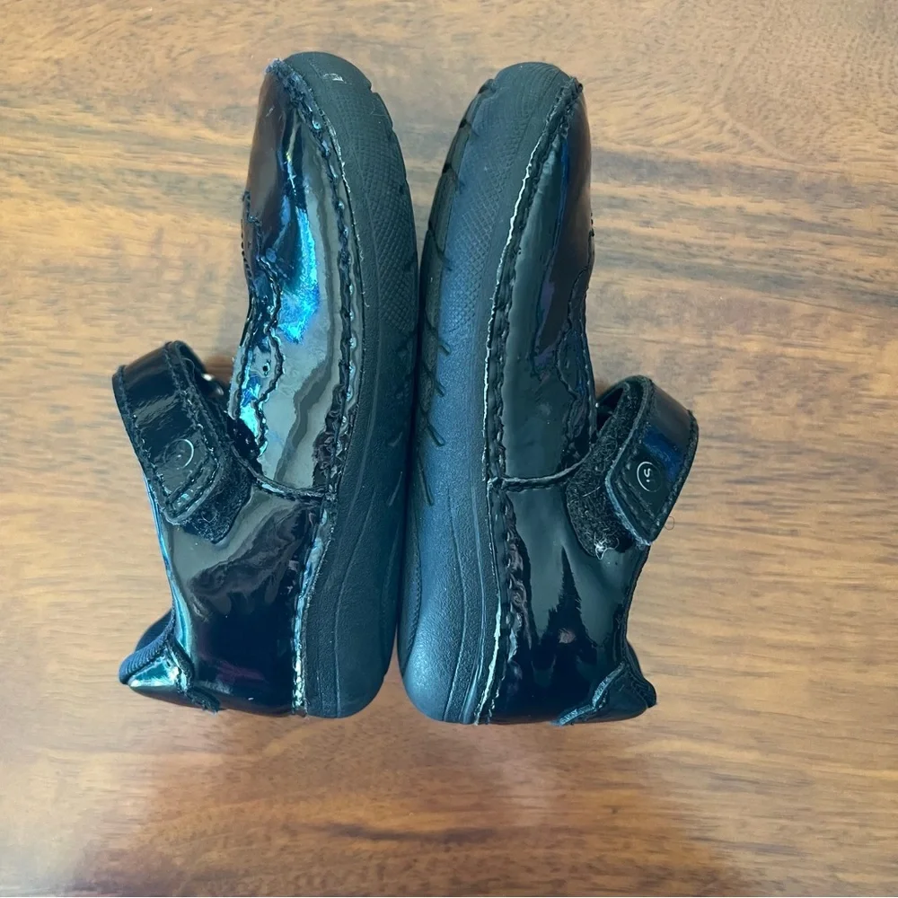 Stride Rite Black Mary Jane Baby Girl Shoes, Size 4.5